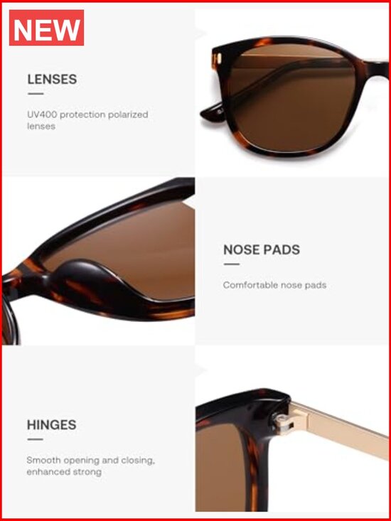 Classic Square Polarized Sunglasses for Women Oversized Retro UV Protection main image 4